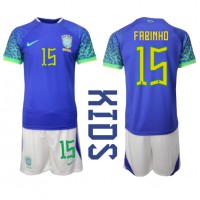 Brasilien Fabinho #15 Udebane Trøje Børn VM 2022 Kortærmet (+ Korte bukser)